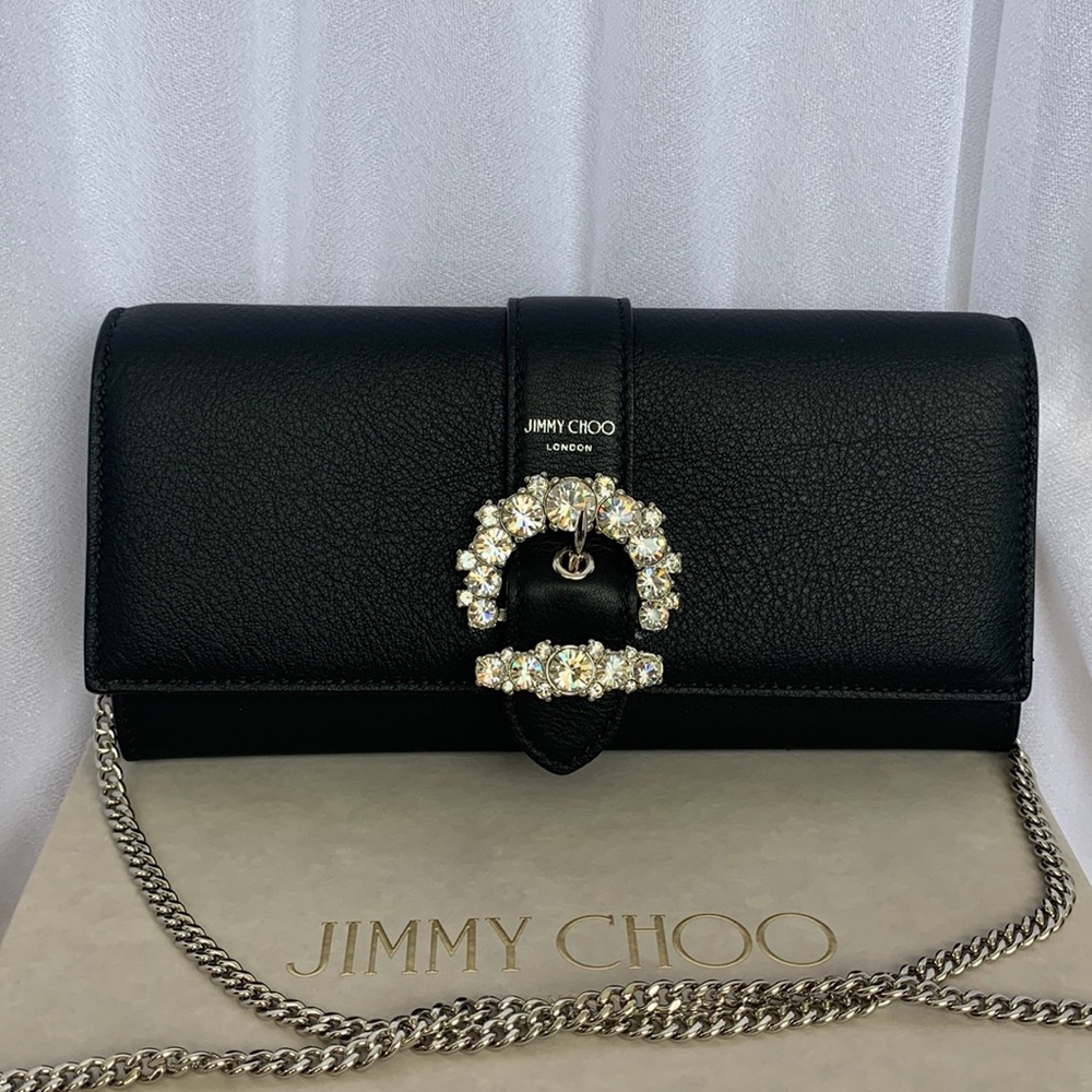 Brand New Jimmy Choo Cheri Crossbody Clutch Black